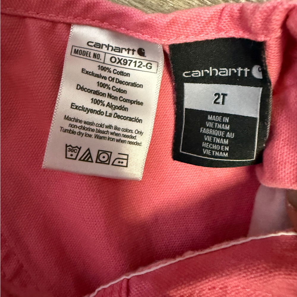 Carhartt Girls Pink Overalls/ 2T - Picture 5 of 5